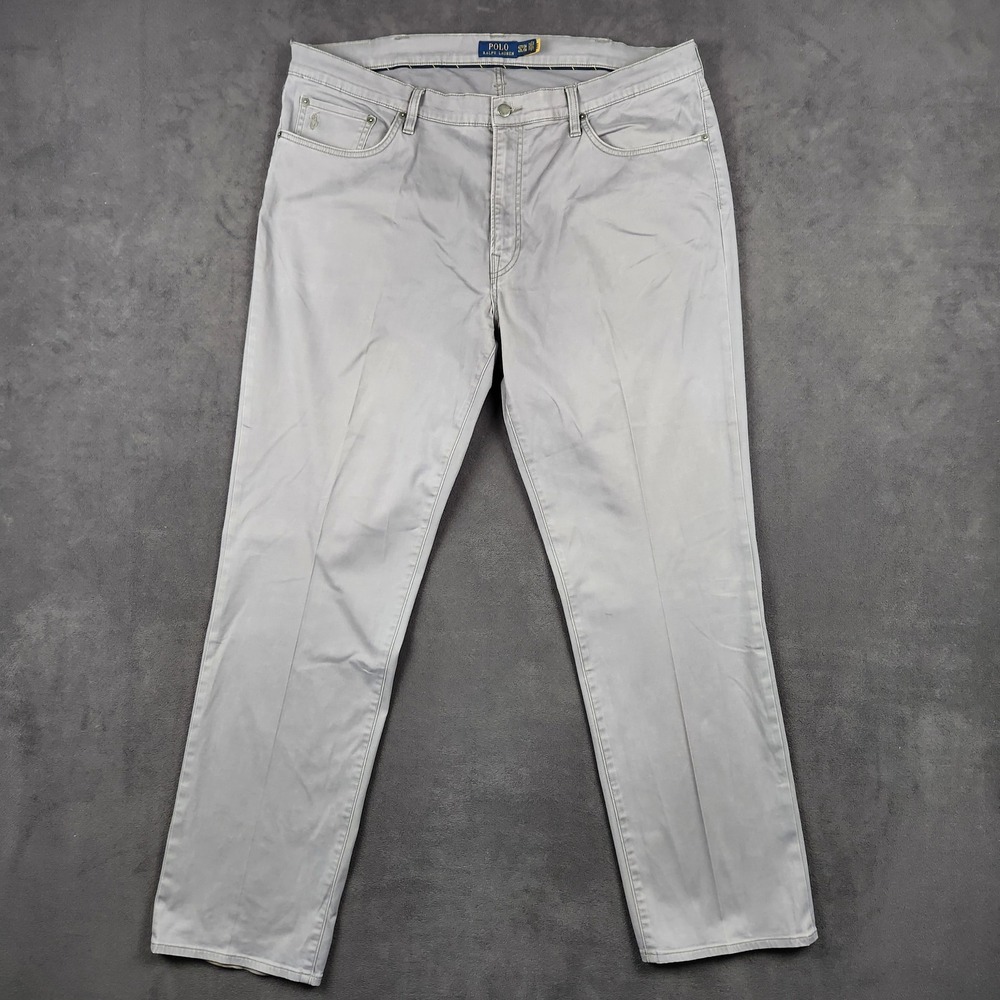 Polo Ralph Lauren Chino Pants Mens 42Tx34 Gray Classic Fit‎ Straight Leg FLAW